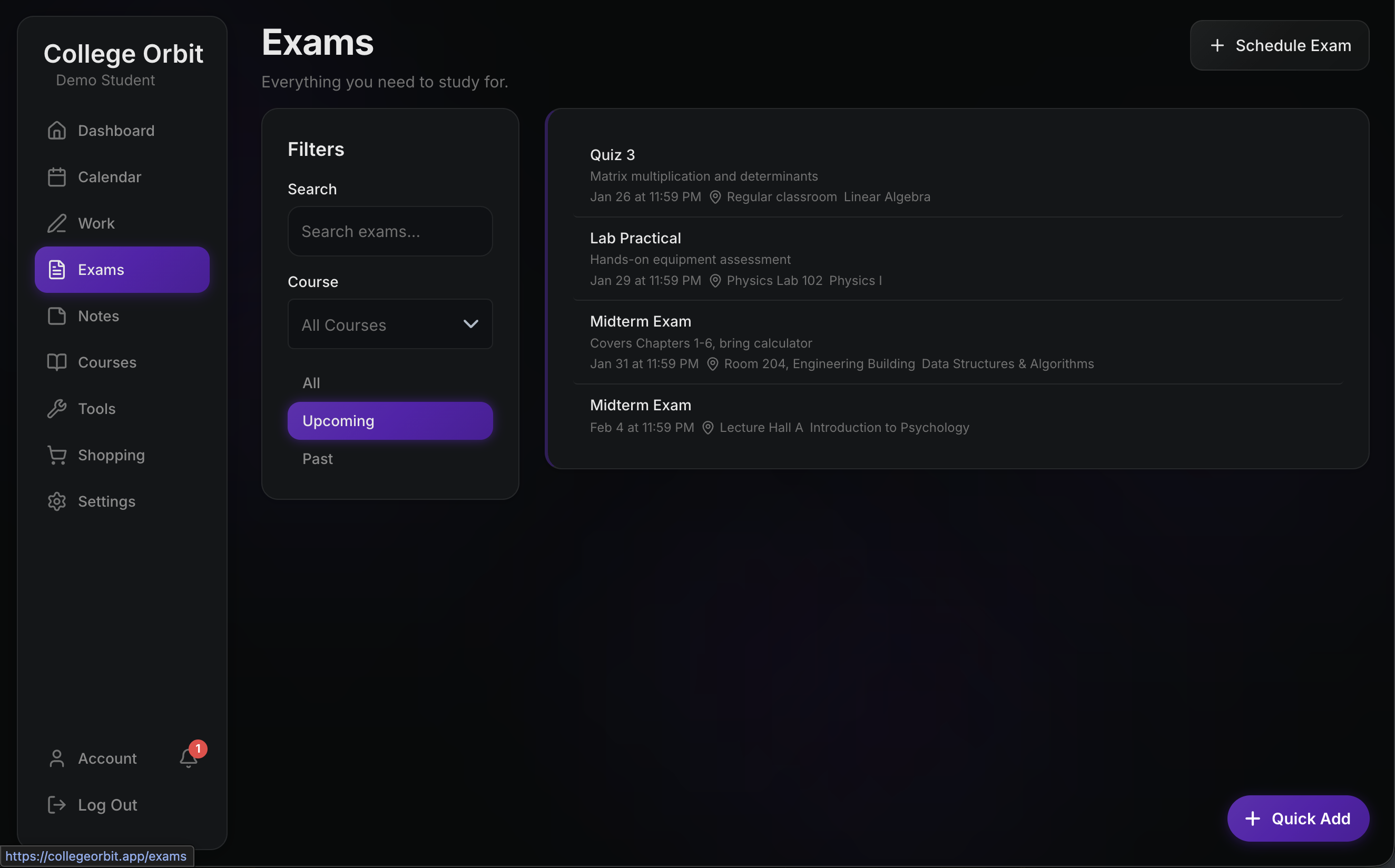 College Orbit - Screenshot 5 showing product features and functionality