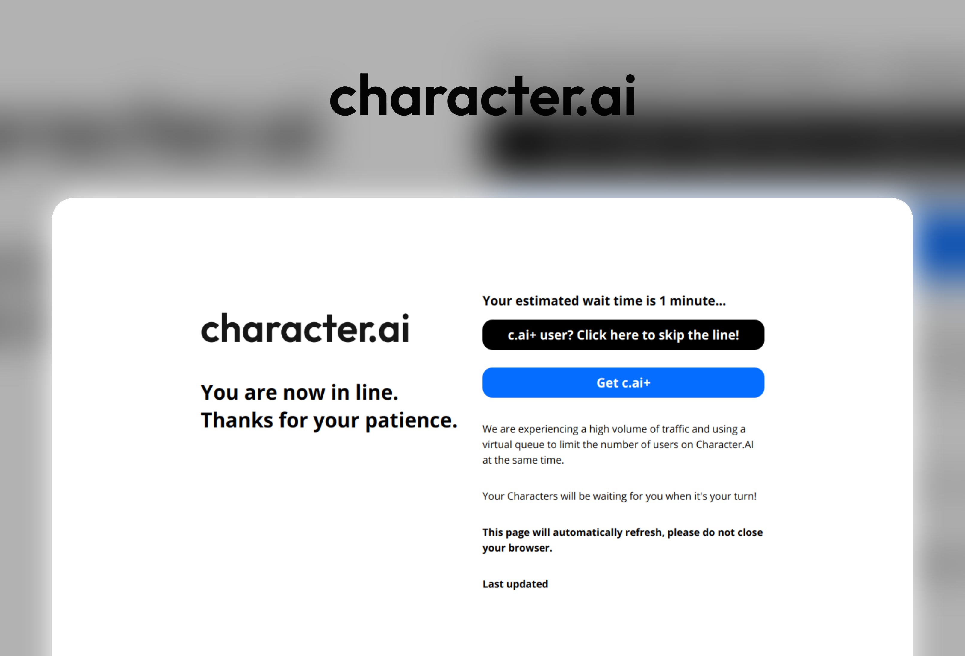 character.ai wait times