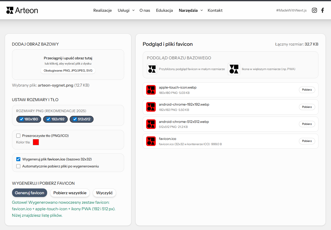 Free Favicon & App Icon Generator - Screenshot 2 showing product features and functionality