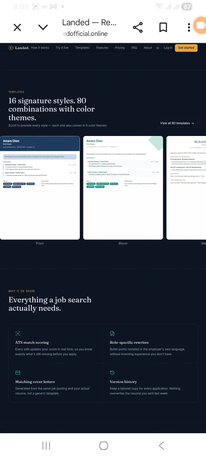 Landed — Resumes that clear the ATS gallery image
