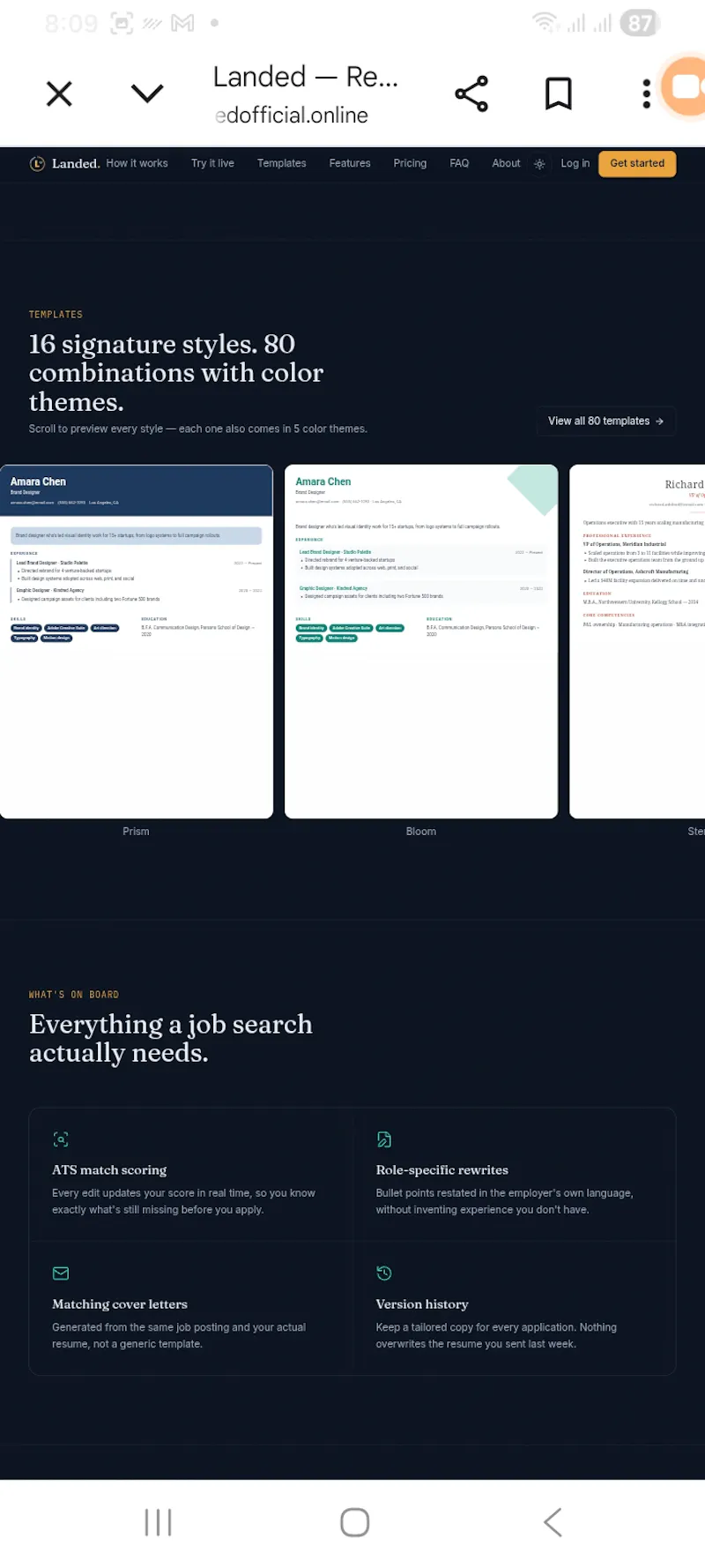 Landed — Resumes that clear the ATS screenshot 3