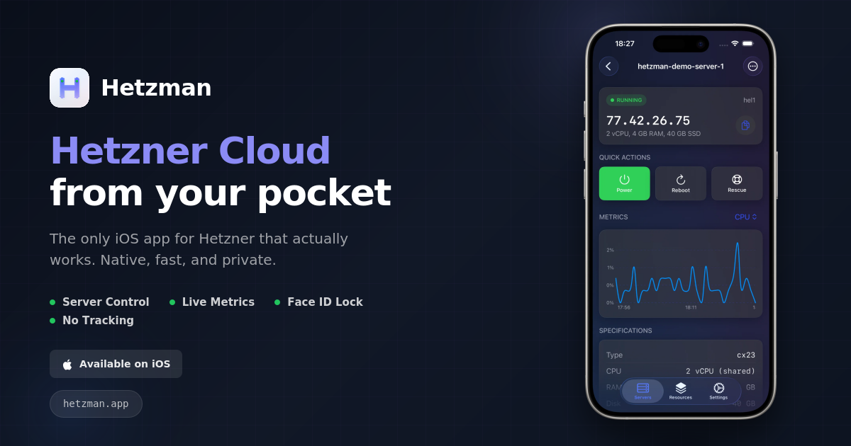 Hetzman — Unofficial iOS app for Hetzner