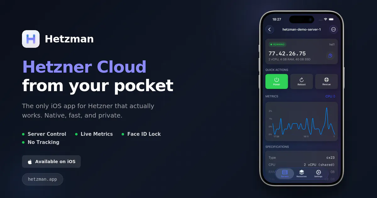 Hetzman — Unofficial iOS app for Hetzner