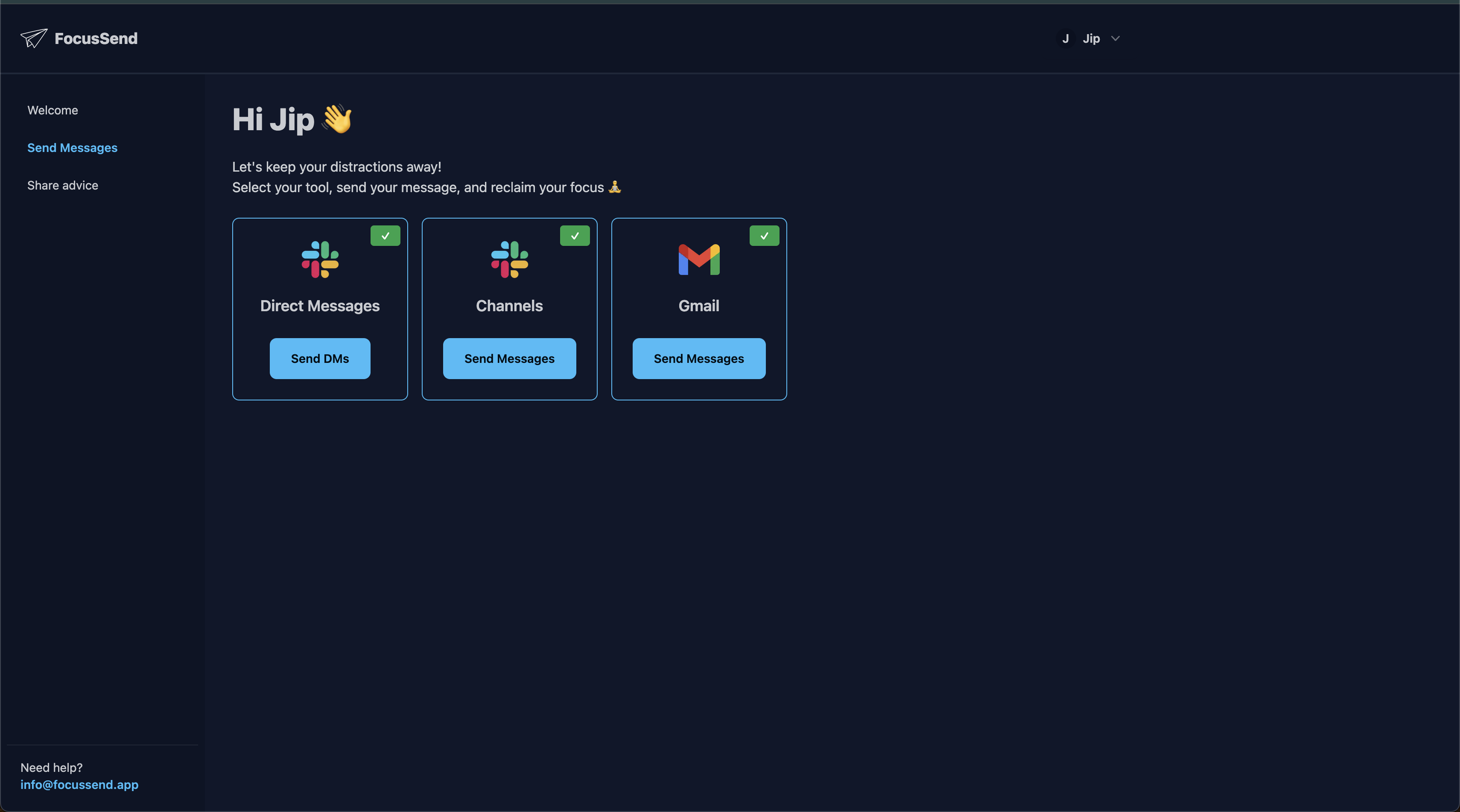 Mídia 2 de Focussend para Slack - Envie mensagens sem se distrair
