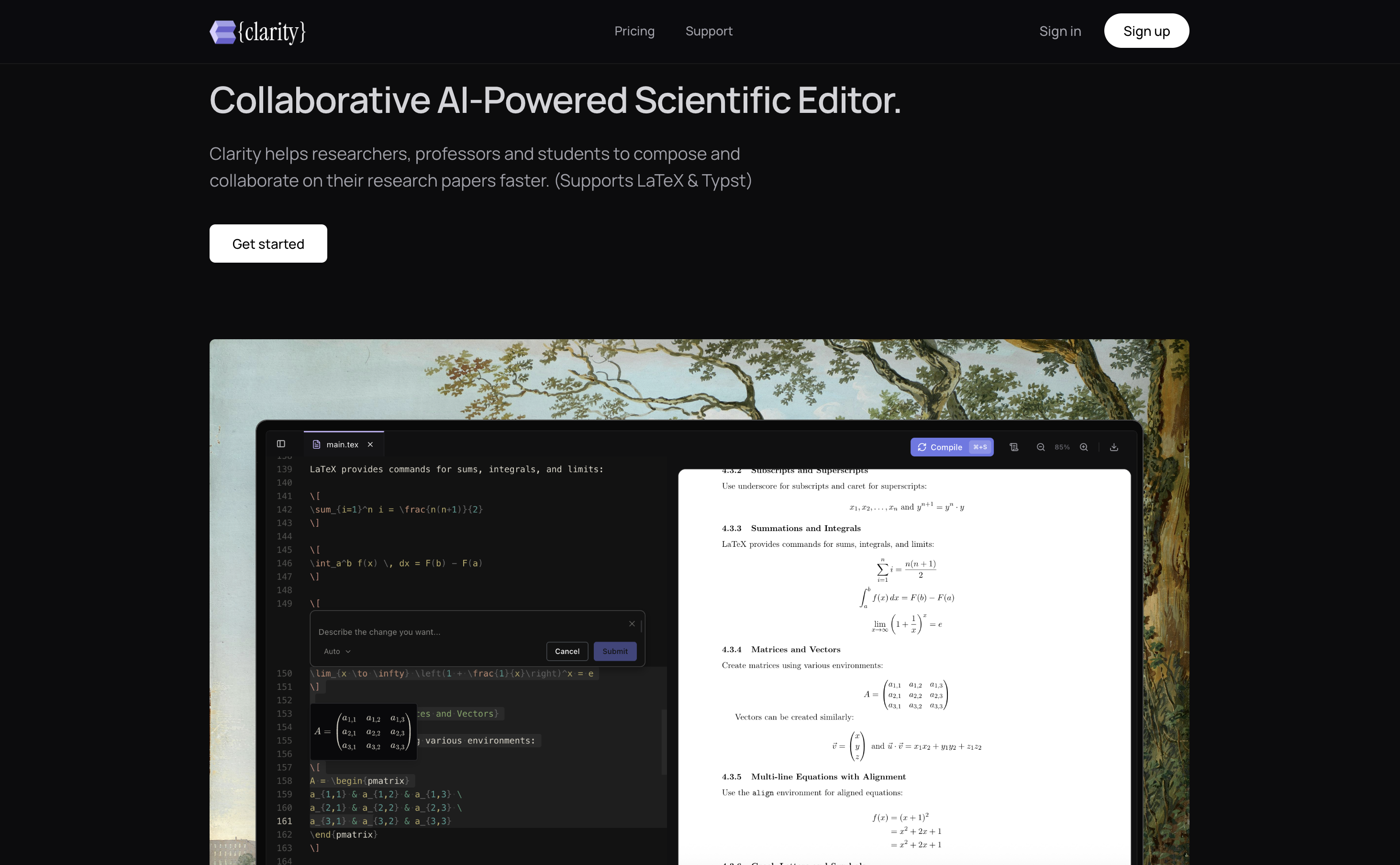 {clarity} - Main product screenshot demonstrating key features and user interface