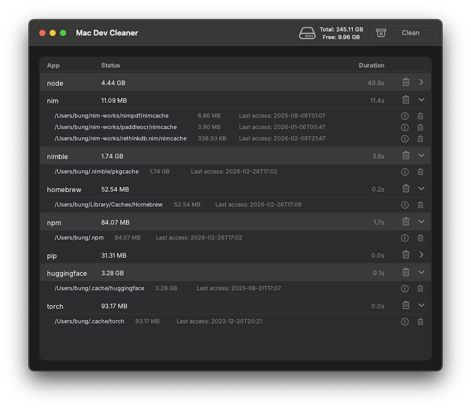 DevCleaner screenshot 2