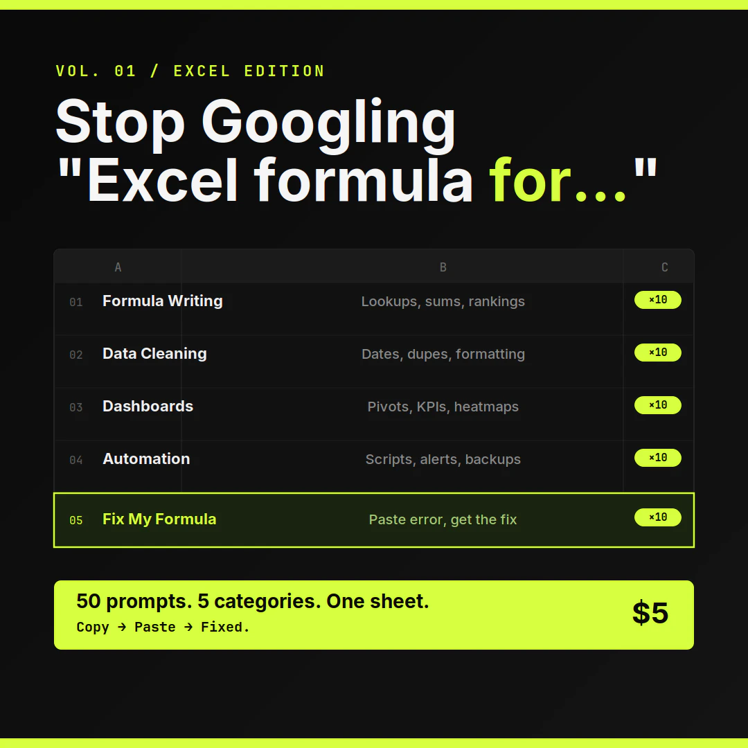50 AI Prompts for Excel 截图 2