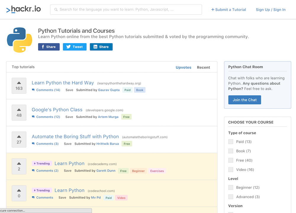 Hackr.io - Product Hunt For Online Programming Courses & Tutorials ...