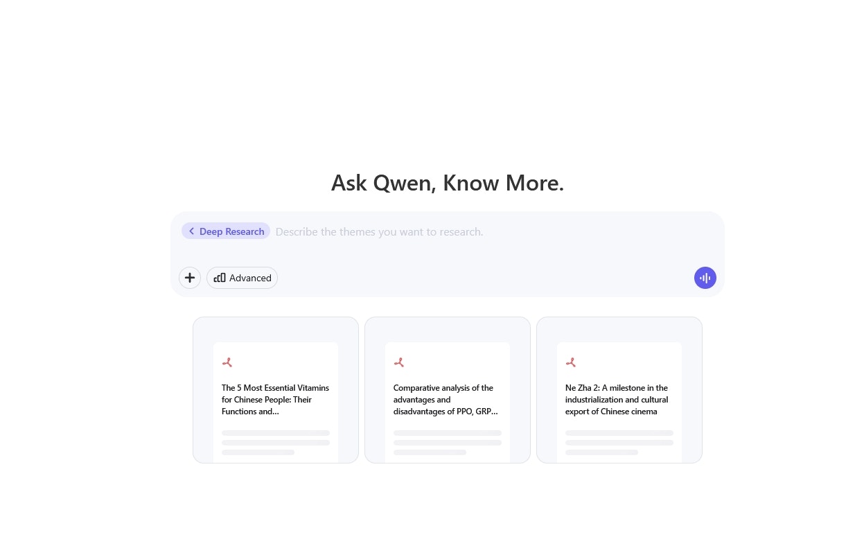Qwen DeepResearch 2511  - Main screenshot showing features and interface
