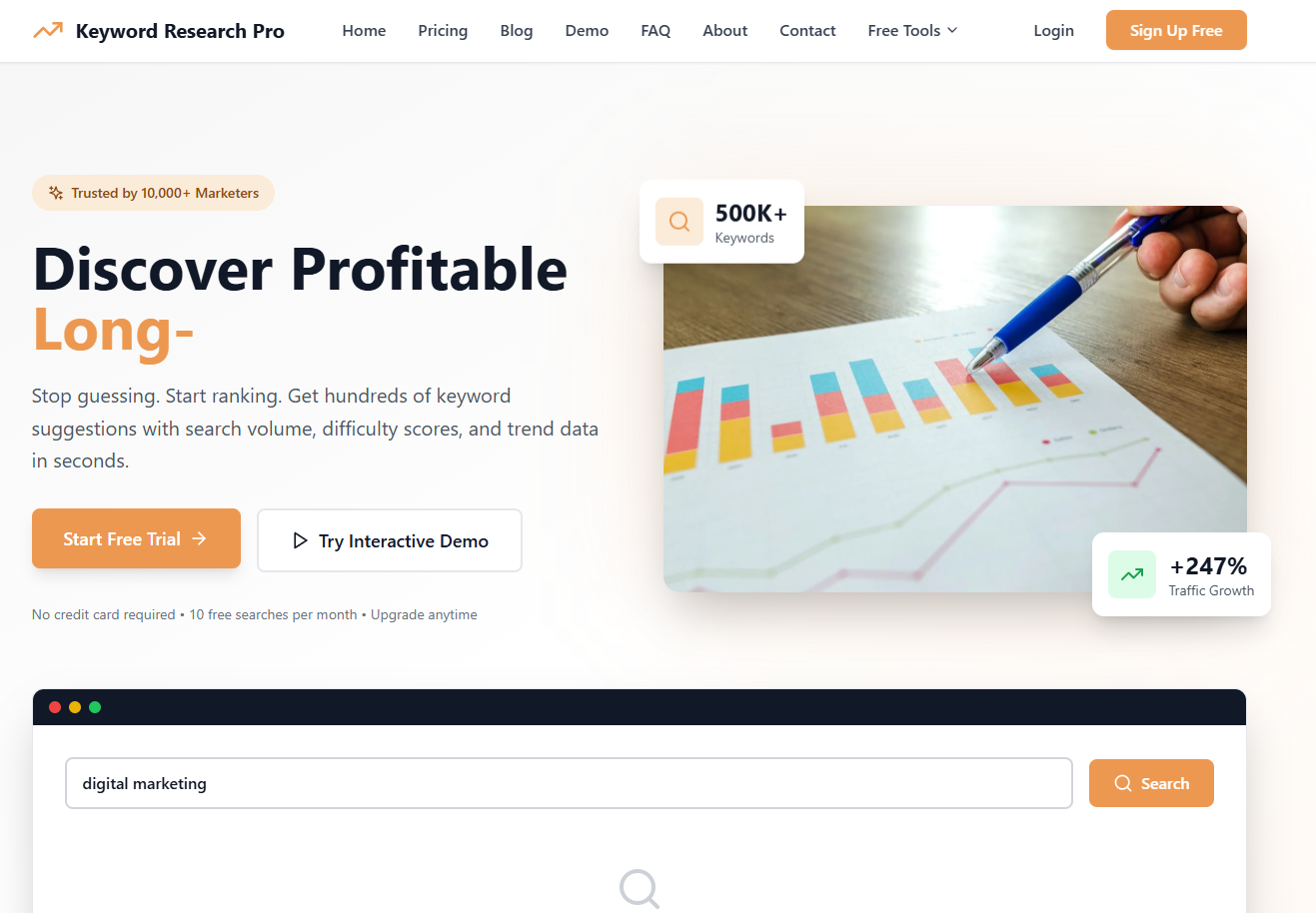 Keyword Research Pro - Main product screenshot demonstrating key features and user interface