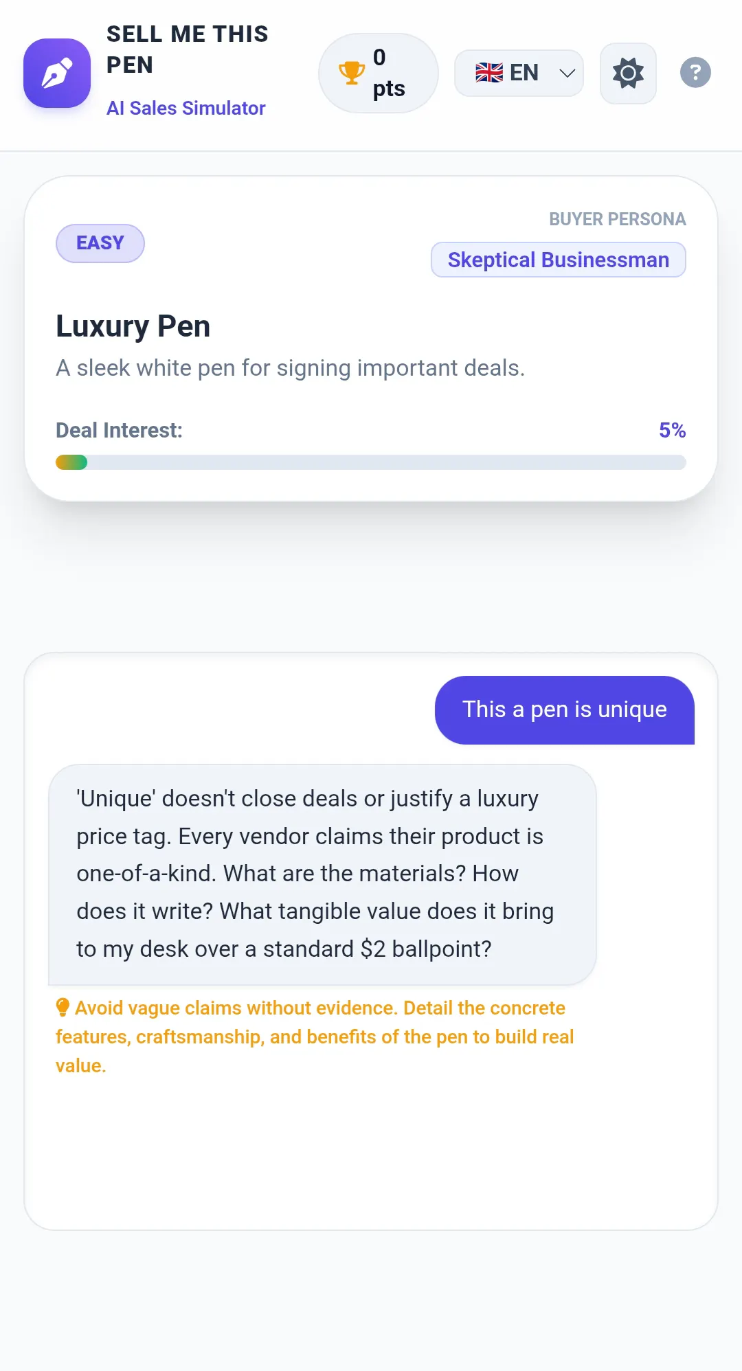 Sell Me This Pen: AI Sales