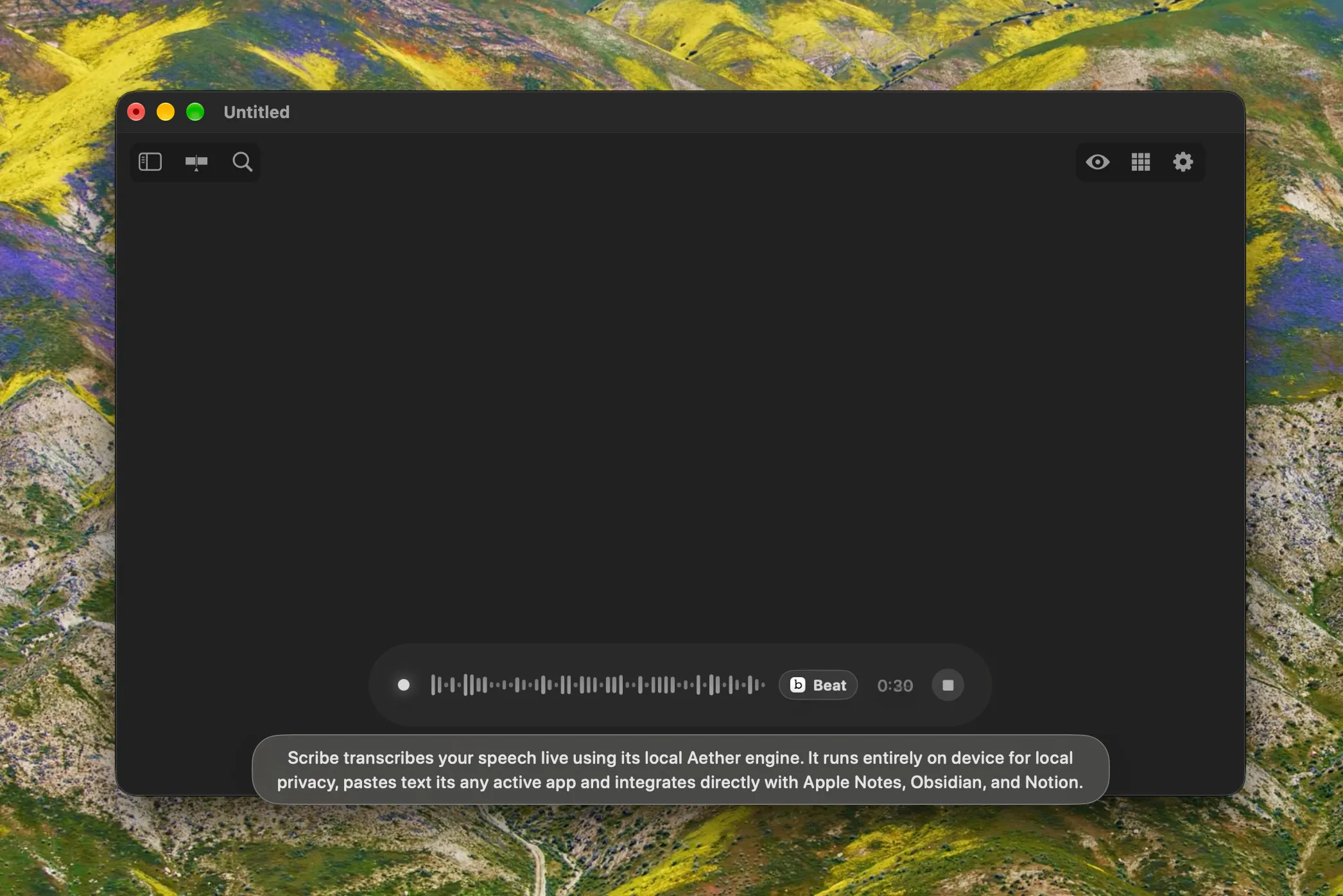 Scribe - voice dictation on macOS screenshot