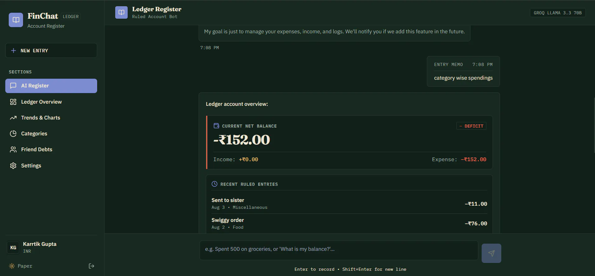 FinChat — Expense Tracker gallery image