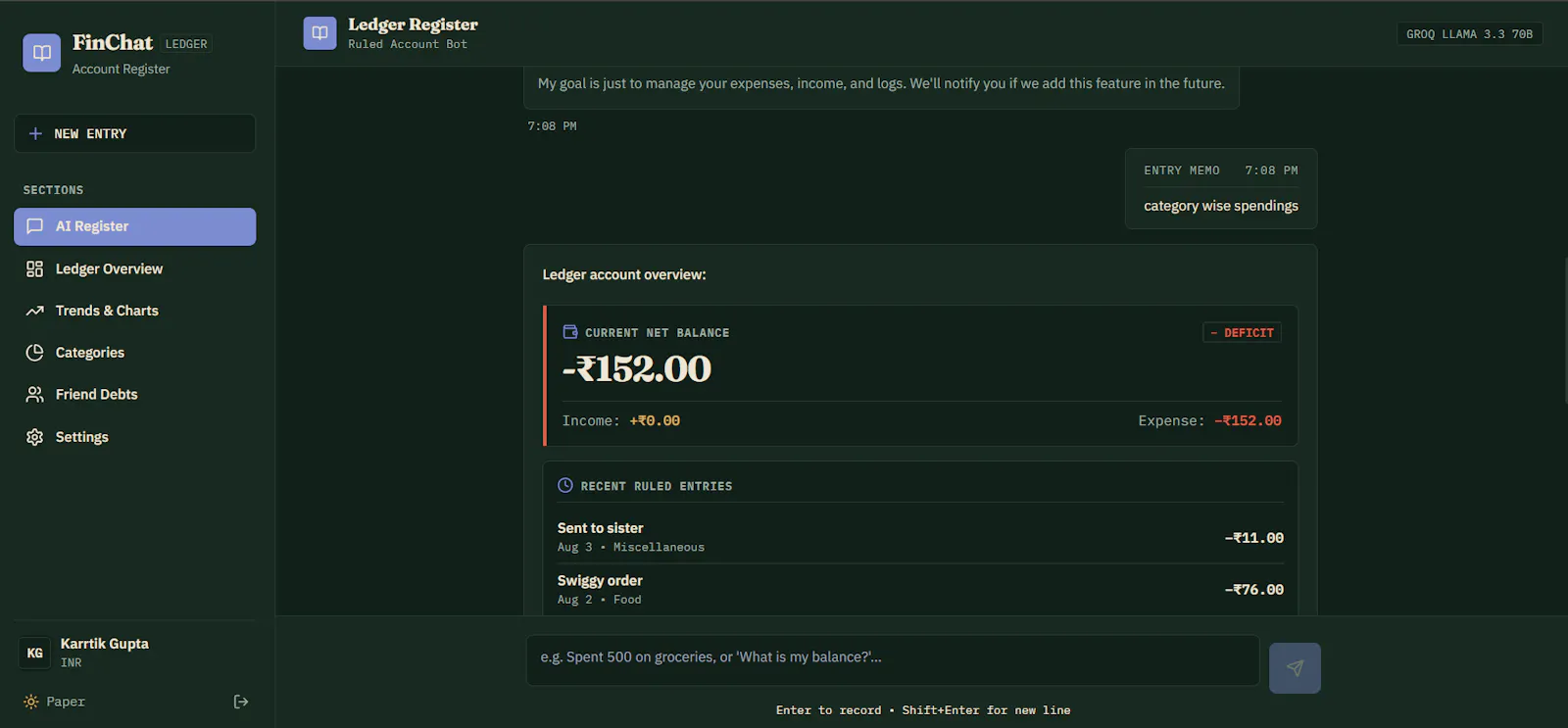 FinChat — Expense Tracker screenshot 3