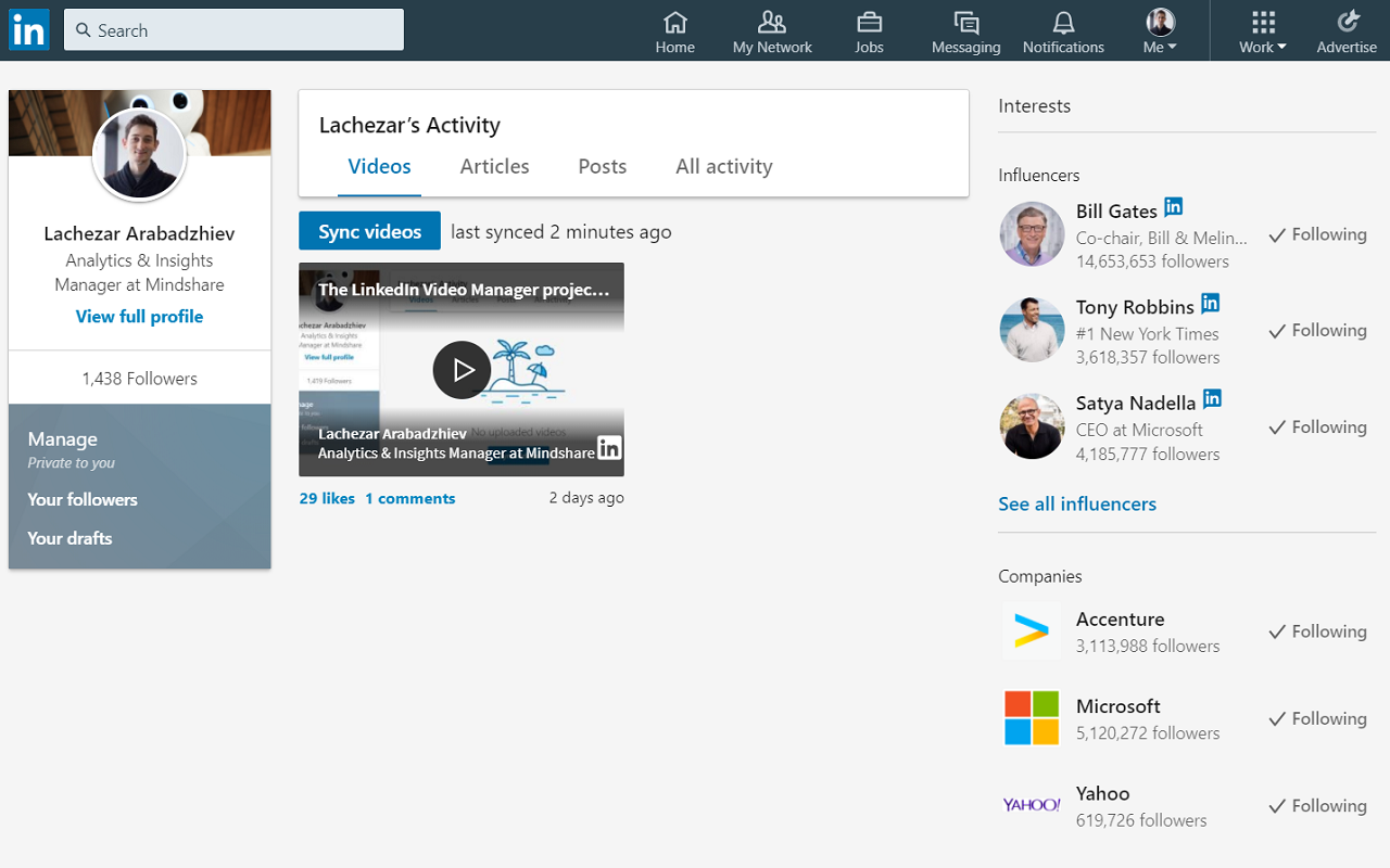LinkedIn Video Manager gallery image