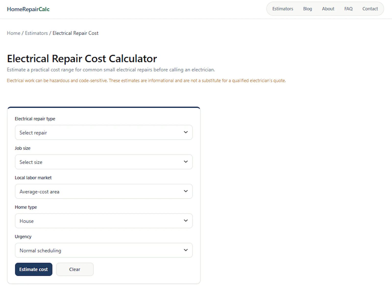 HomeRepairCalc screenshot 2