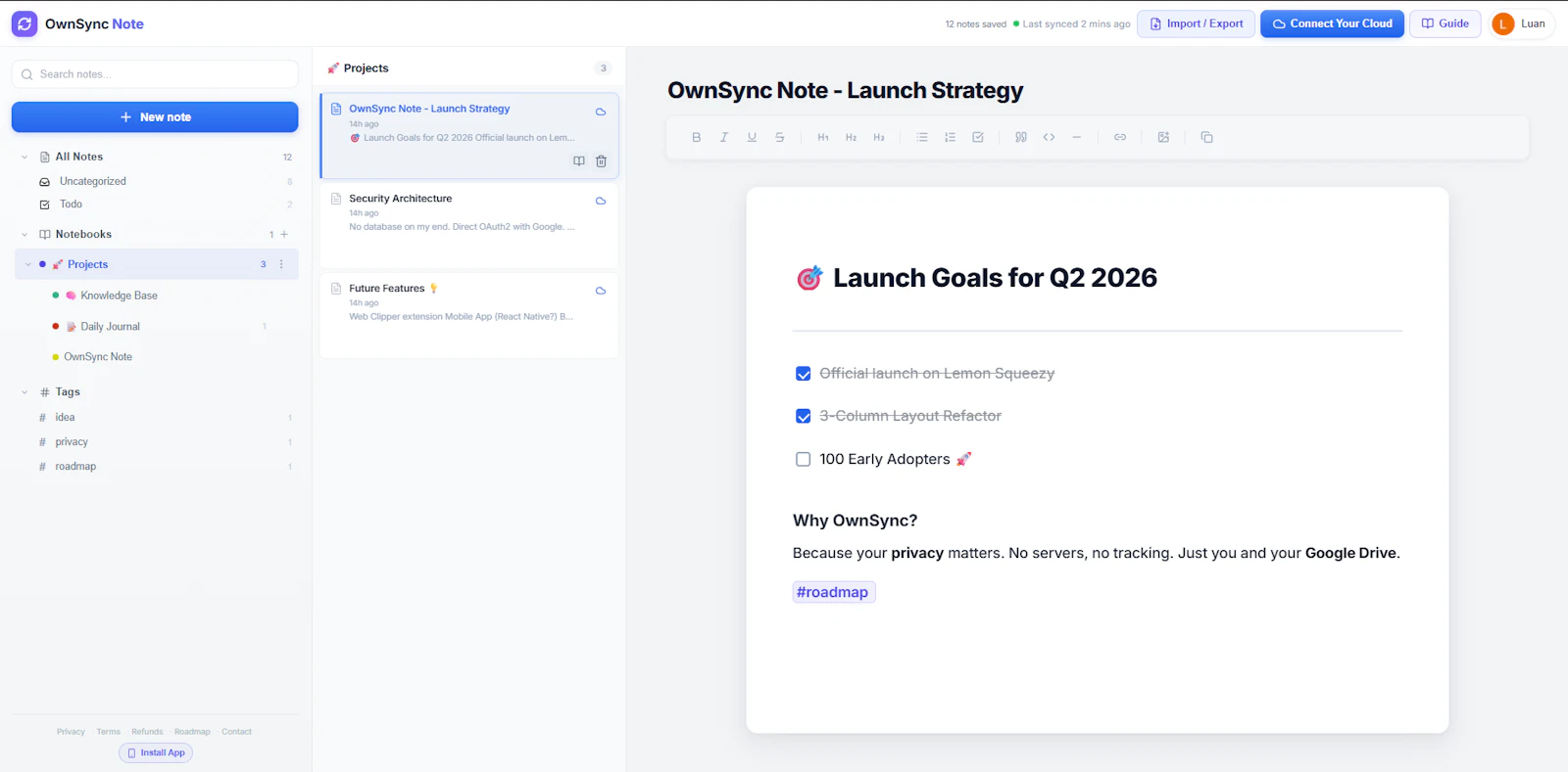 OwnSync Notes screenshot 2