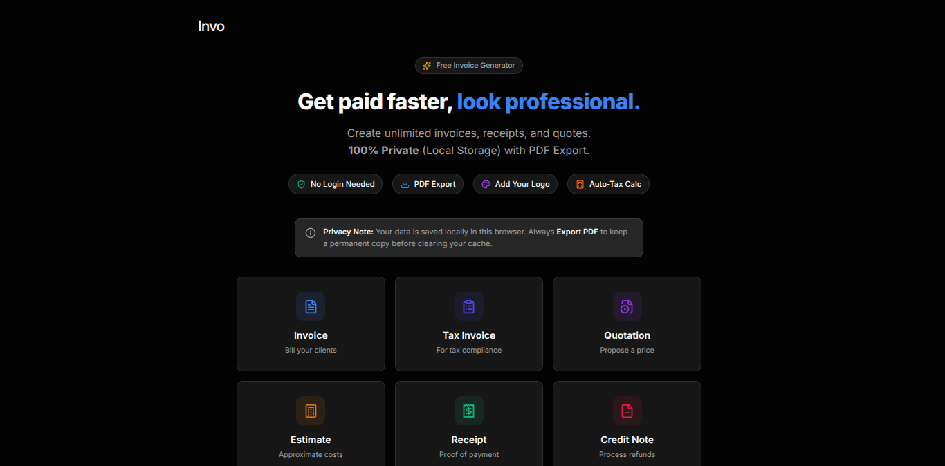 Invo - Main product screenshot demonstrating key features and user interface