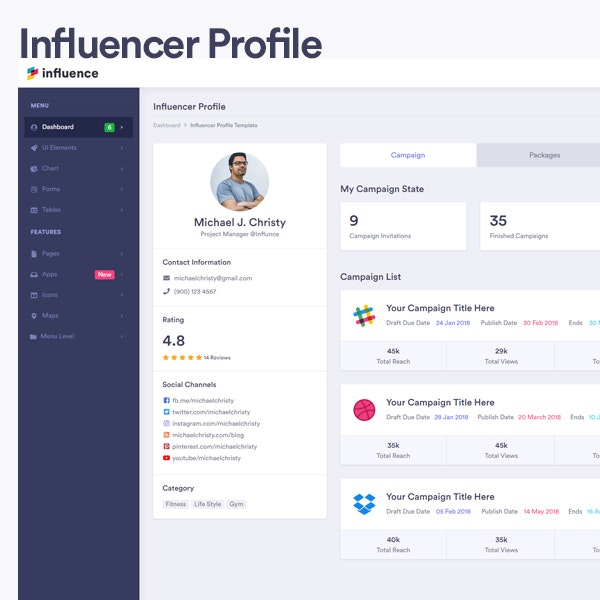 Influencer Dashboard gallery image