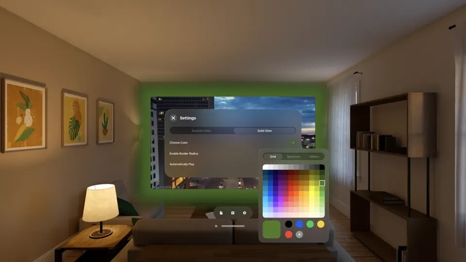 Apple Vision Pro의 오로라 플레이어 - 글로우 효과로 비디오를 시청하십시오 미디어 4