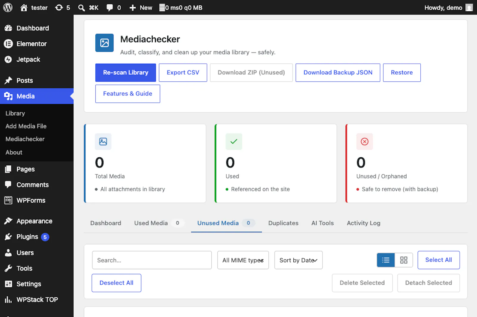 Mediachecker - Wordpress Plugin screenshot 3