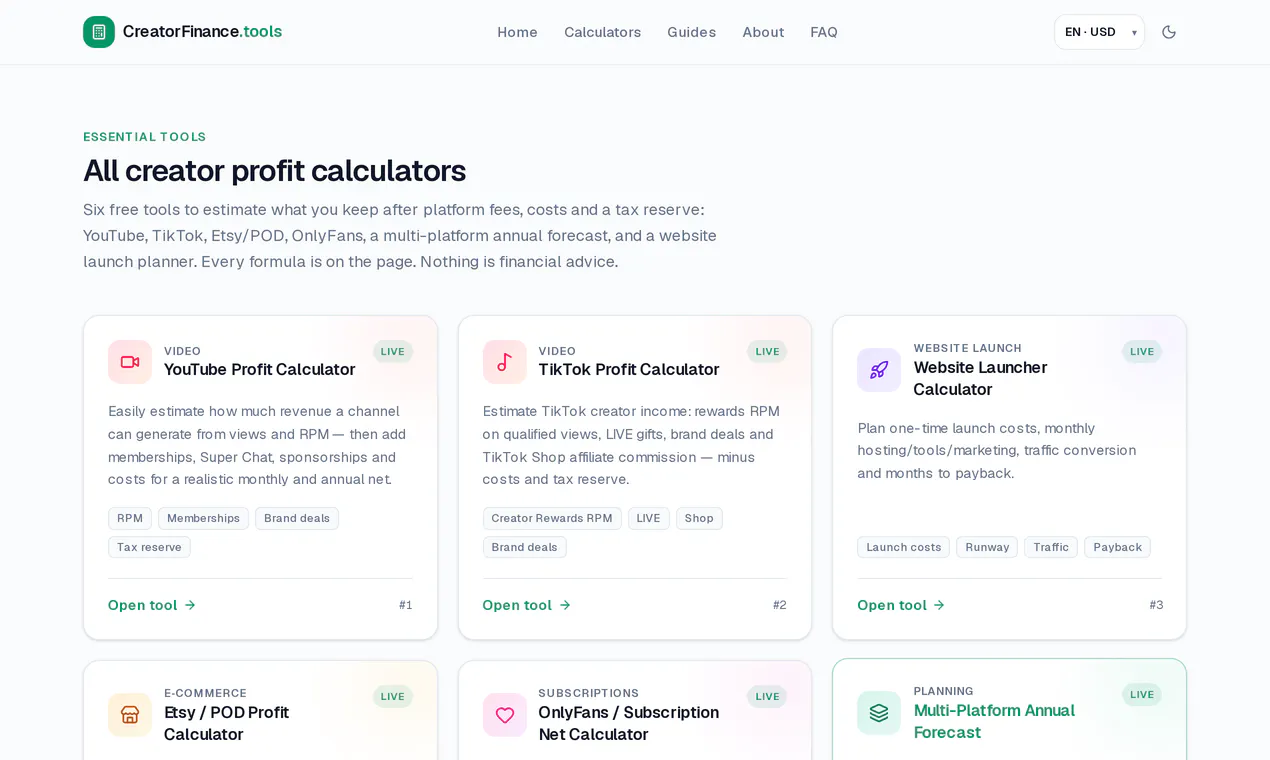 CreatorFinance.tools gallery image