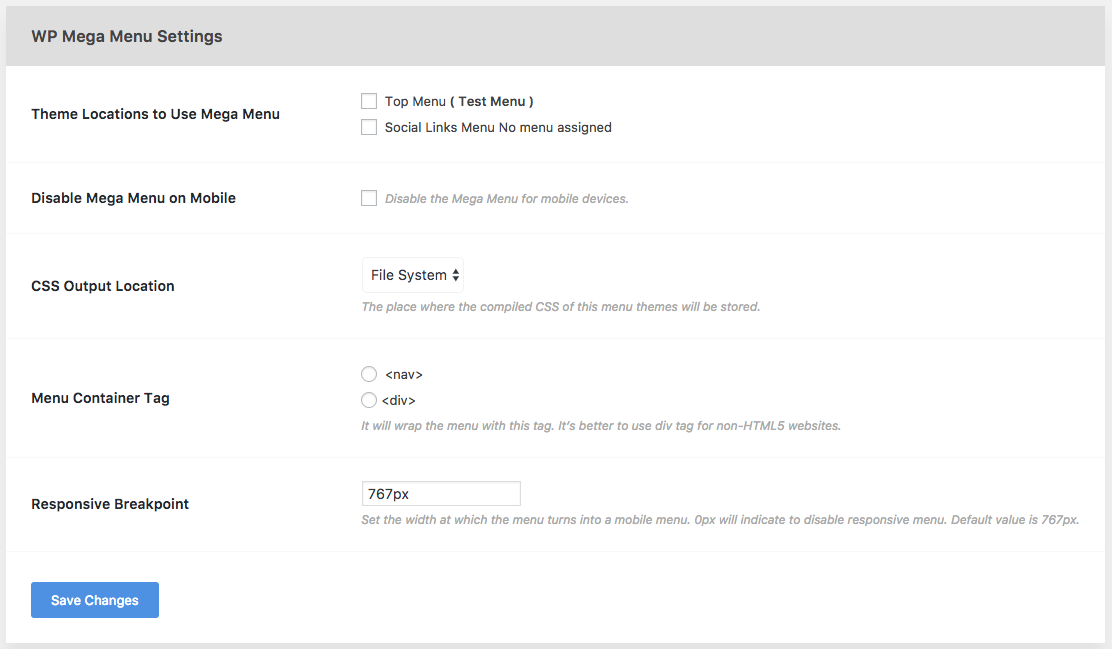 WP Mega Menu gallery image