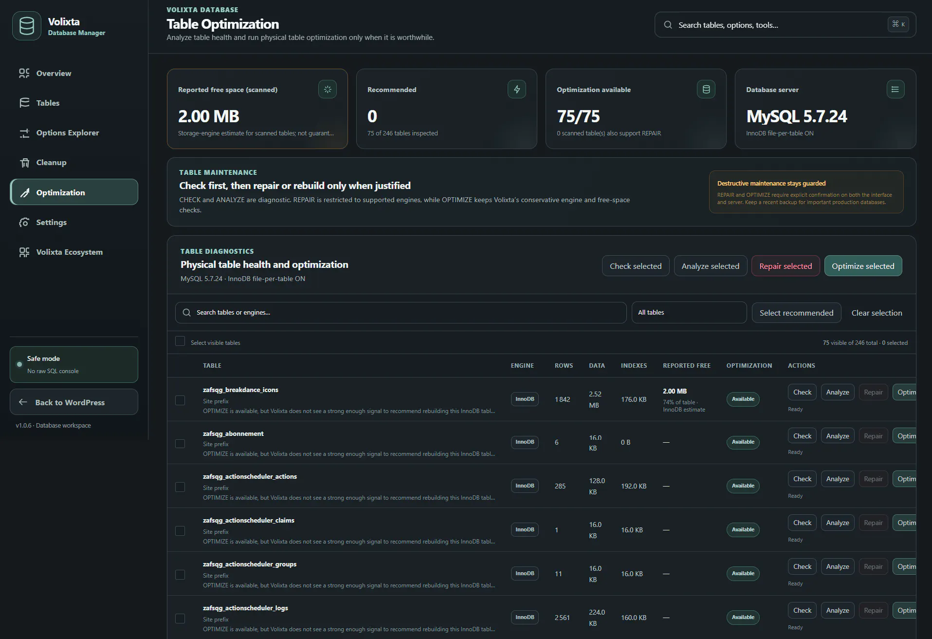 VOLIXTA Database Manager for WordPress gallery image