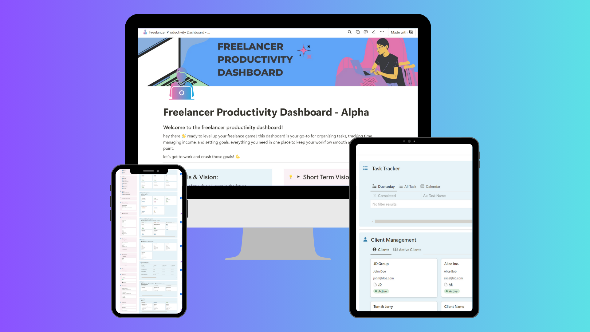 Painel de produtividade freelancer media 6