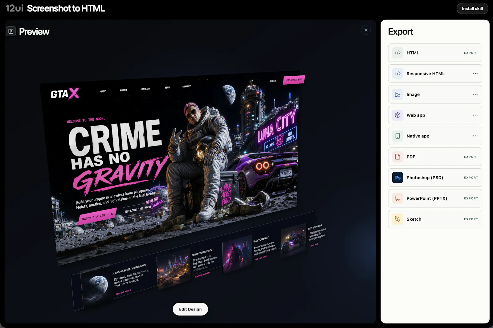 Screenshot to responsive HTML (and more) screenshot 5