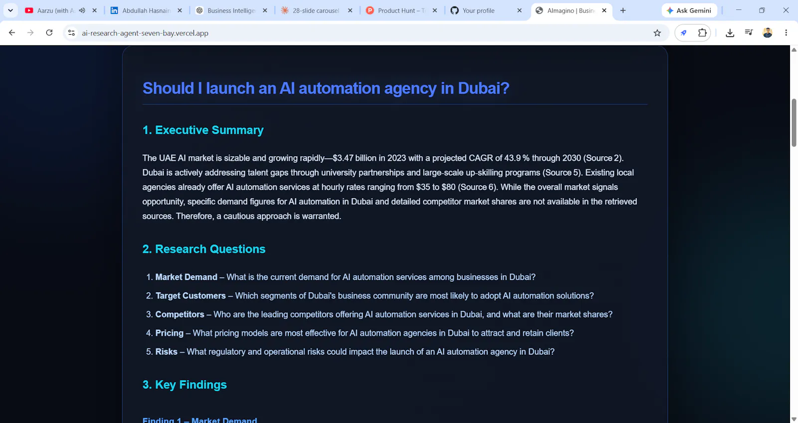 AImagino Your AI Business Research Agent screenshot 2