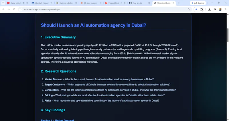 AImagino Your AI Business Research Agent screenshot 2