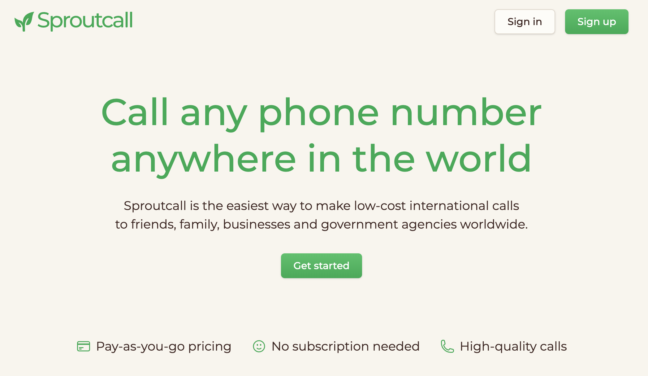 SproutCall - 廉价的国际电话中的简单UI中的电话媒体2