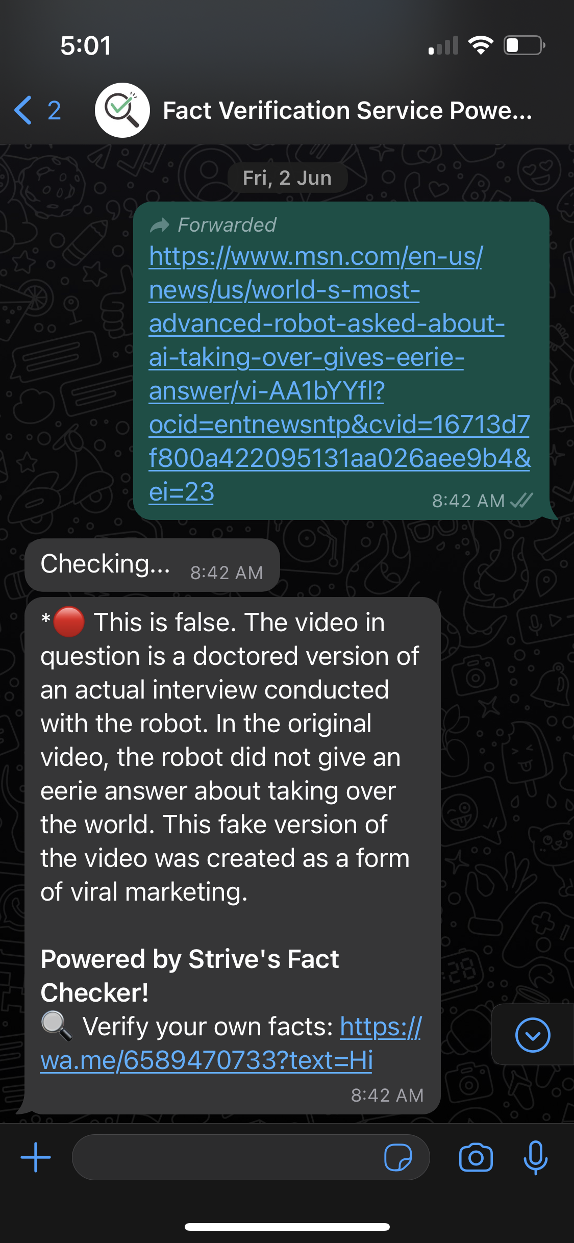 Whatsapp Fact Checker Bot powered by GPT media 2