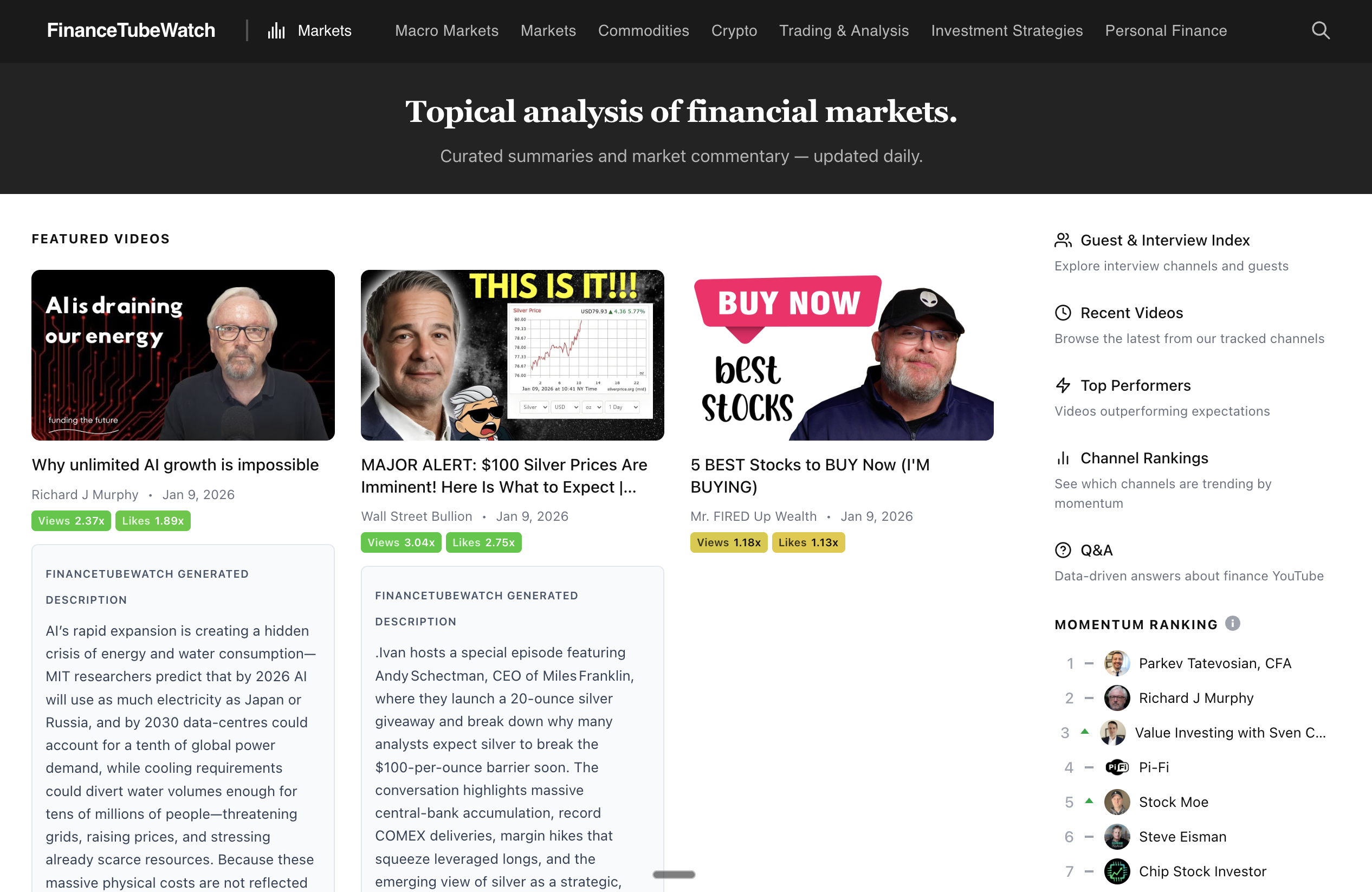 FinanceTubeWatch - Screenshot 2 showing product features and functionality