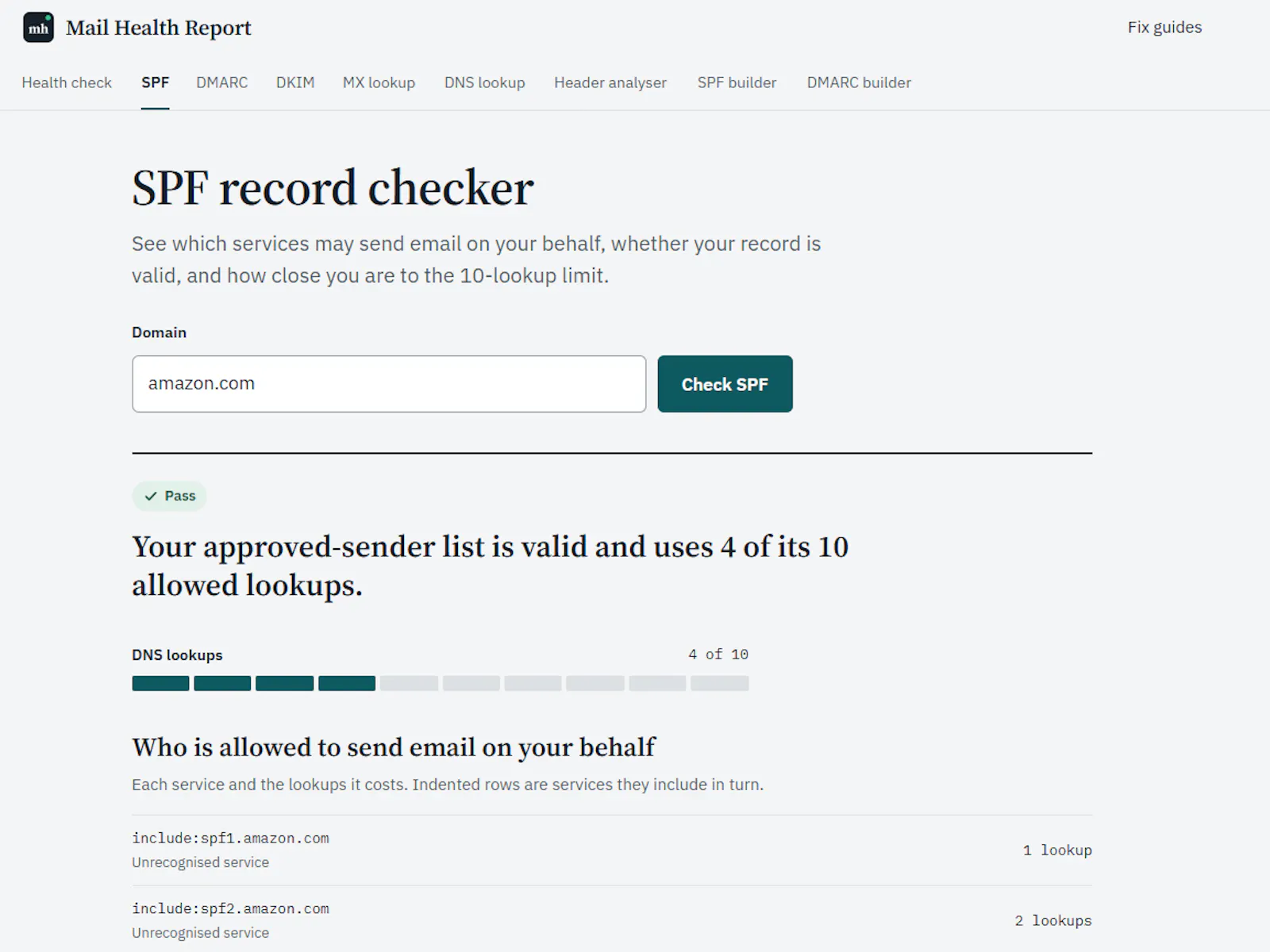 Mail Health Report screenshot 2