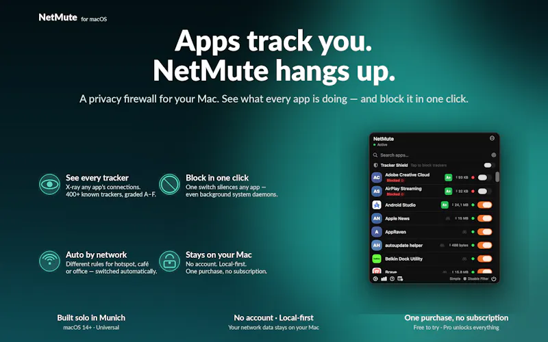 NetMute: Block Tracker for Mac screenshot 1