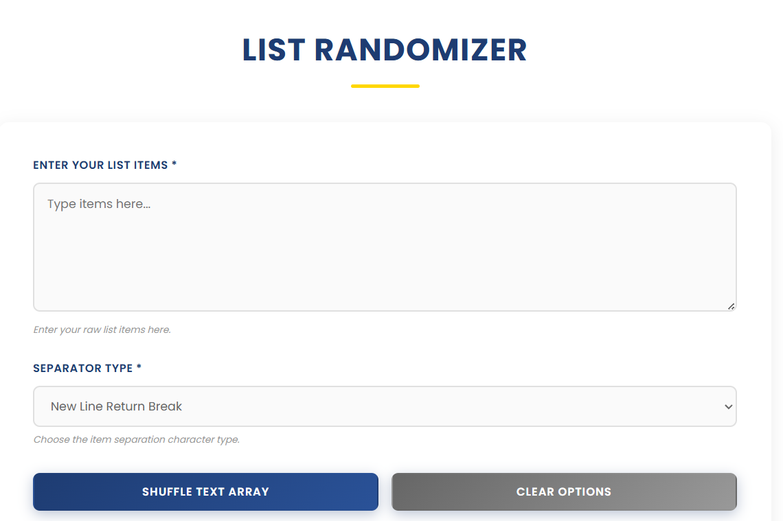 List Randomizer | Ease Tools gallery image