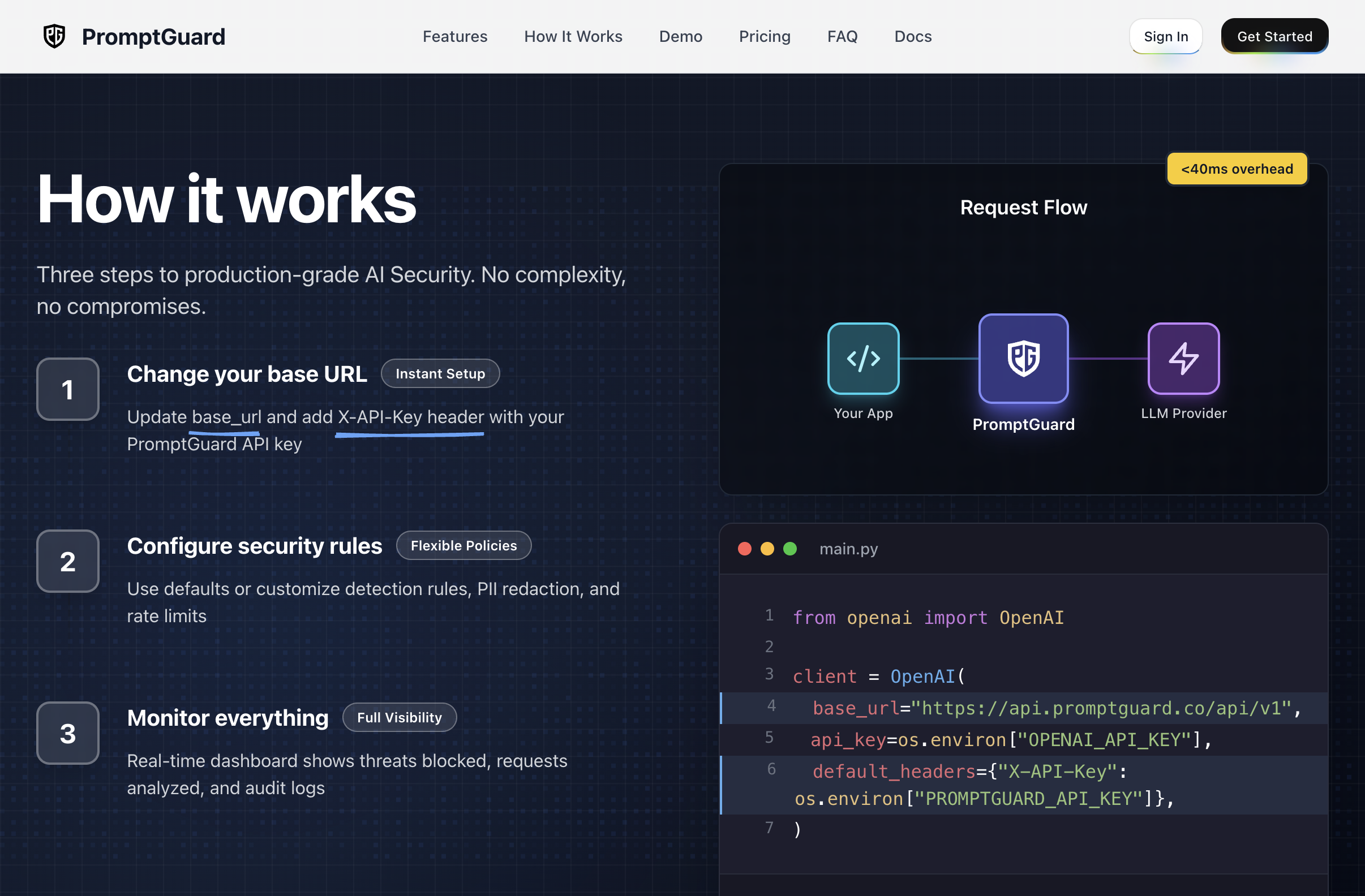PromptGuard - Screenshot 4 showing product features and functionality