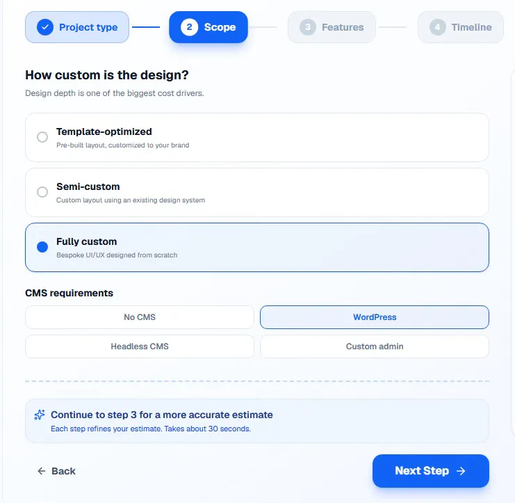 Website & Webapp Cost Estimator gallery image