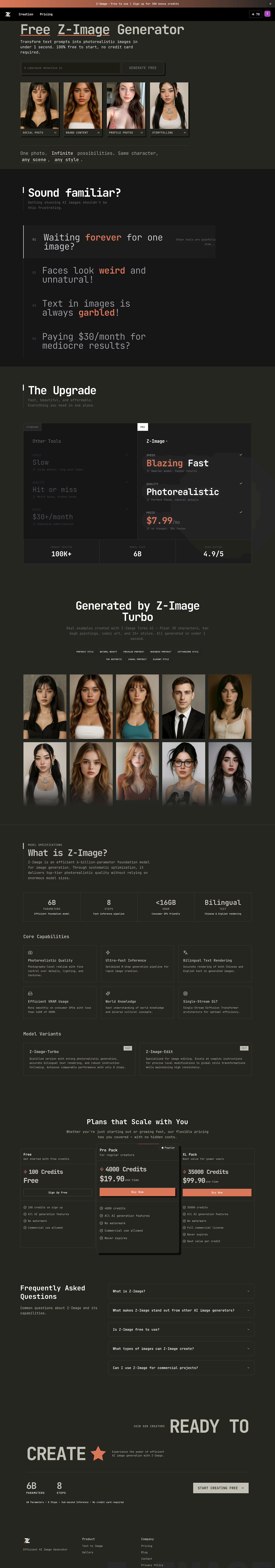 Free Z-Image Generator  - Main product screenshot demonstrating key features and user interface