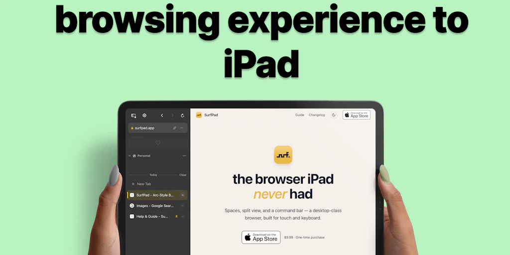 SurfPad:專為 iPad 設計的 Arc 風格瀏覽器