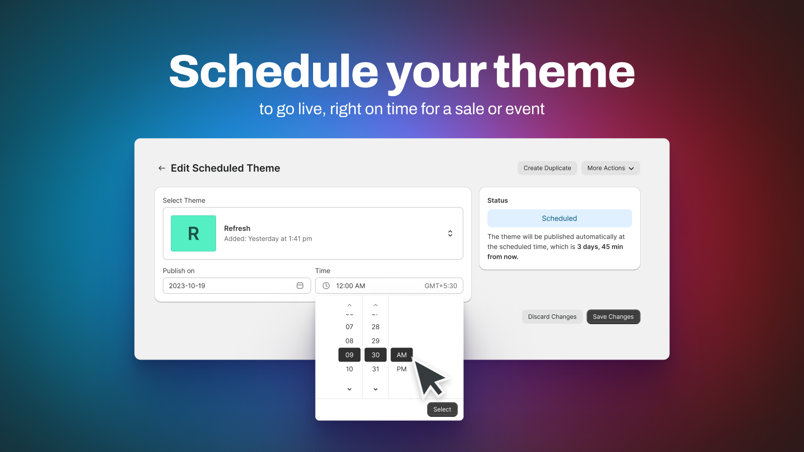 startuptile Valet-Theme scheduler for Shopify