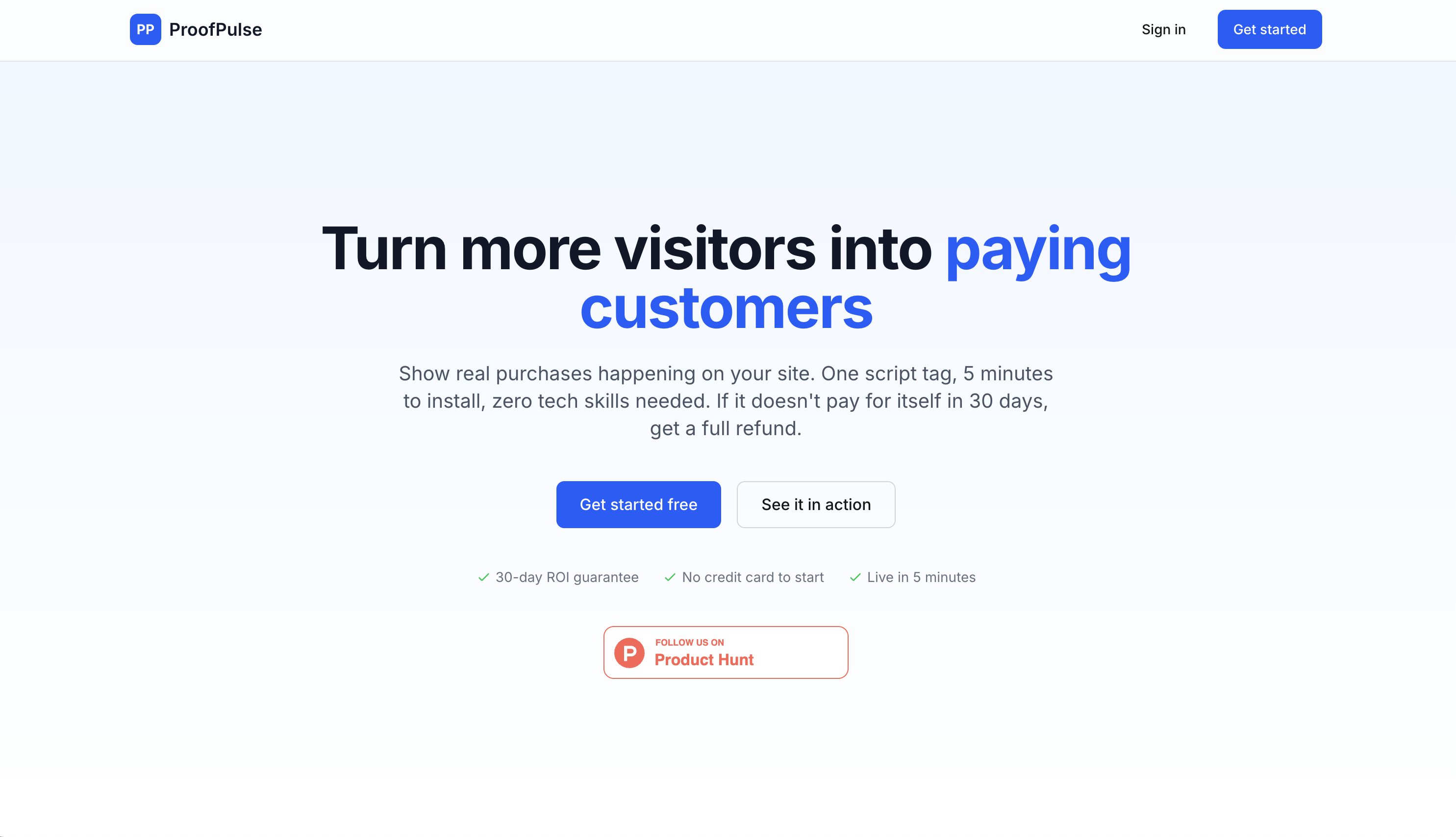 ProofPulse - Main product screenshot demonstrating key features and user interface
