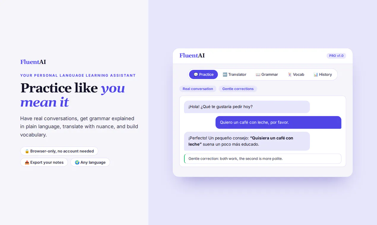 FluentAI: Language Learning Assistant gallery image