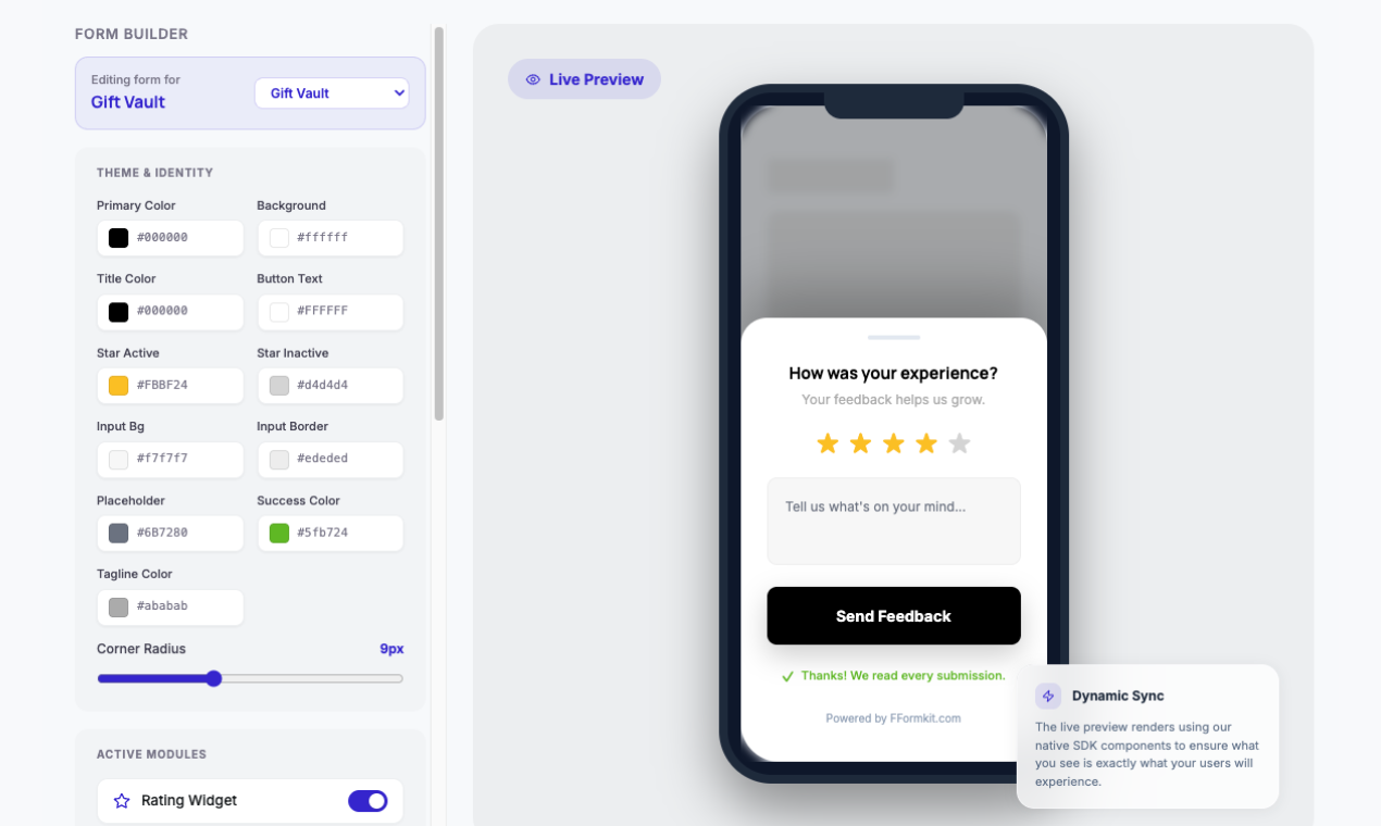 Plug-and-play Mobile feedback SDK gallery image