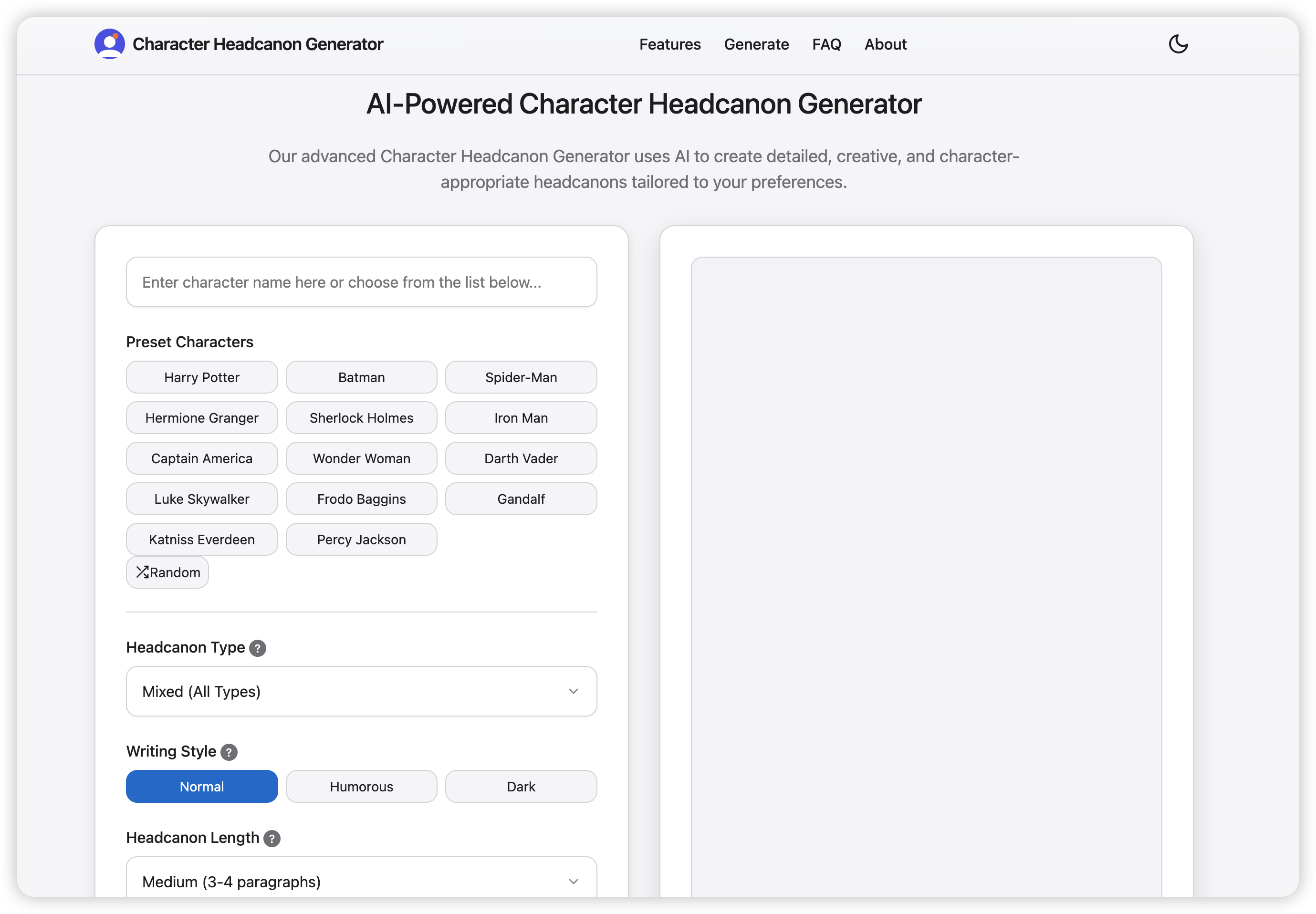 Character Headcanon Generator gallery image