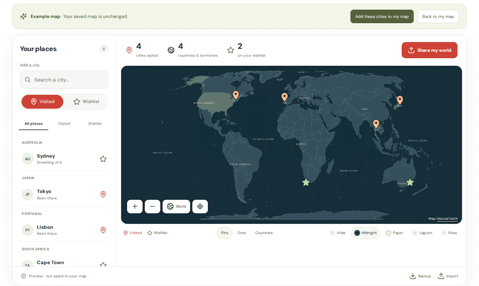 SoloSquare Travel Map screenshot 1