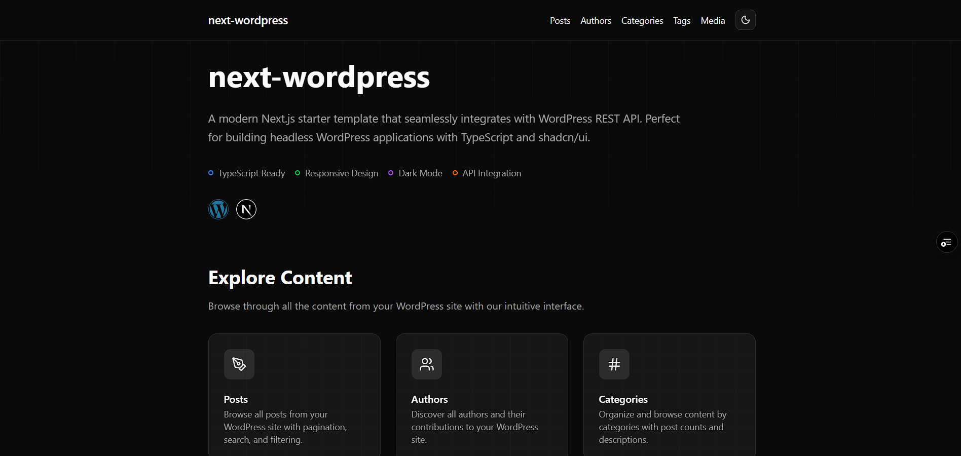 Média Starter WordPress sans tête Nextjs - Contenu WordPress, Suivant.js Speed 1