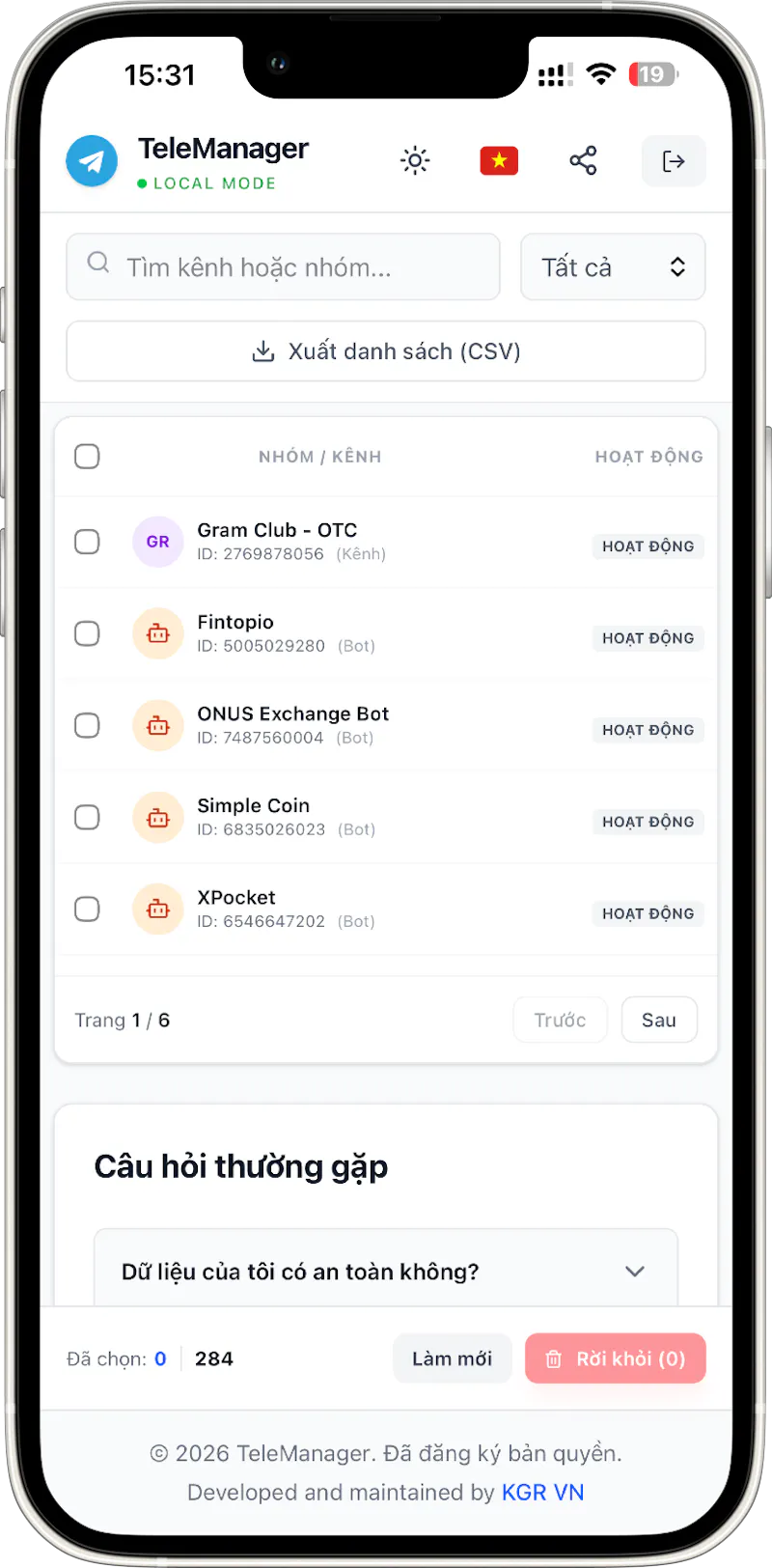Bulk Manage Telegram Groups, Channels screenshot 4